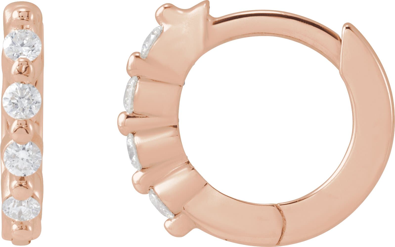 14K Rose Gold 1/8 CTW Natural Diamond 12.73 mm Hinged Hoop Earrings