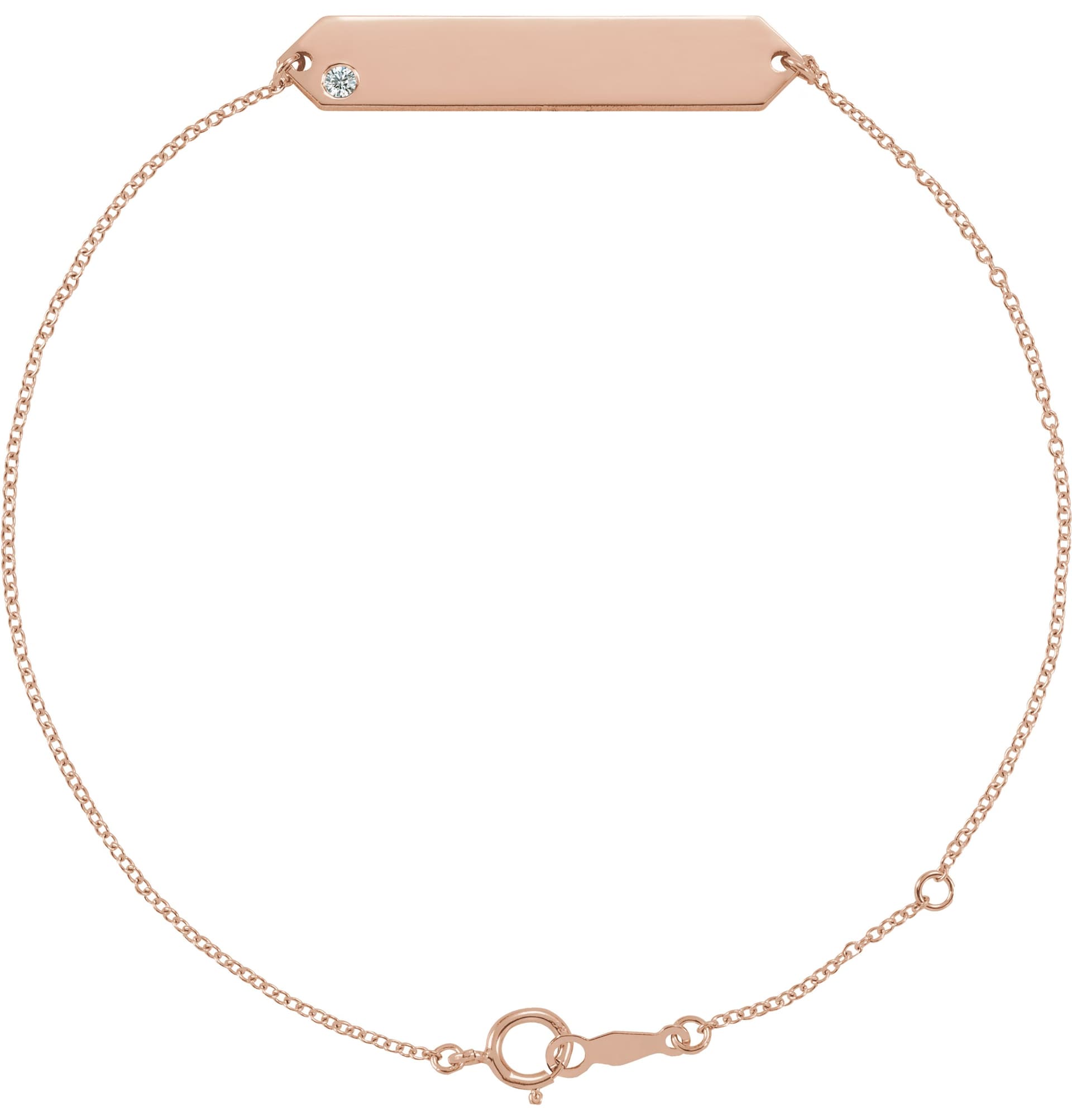 14K Rose Gold .03 CT Natural Diamond Geometric 7-8" Bracelet