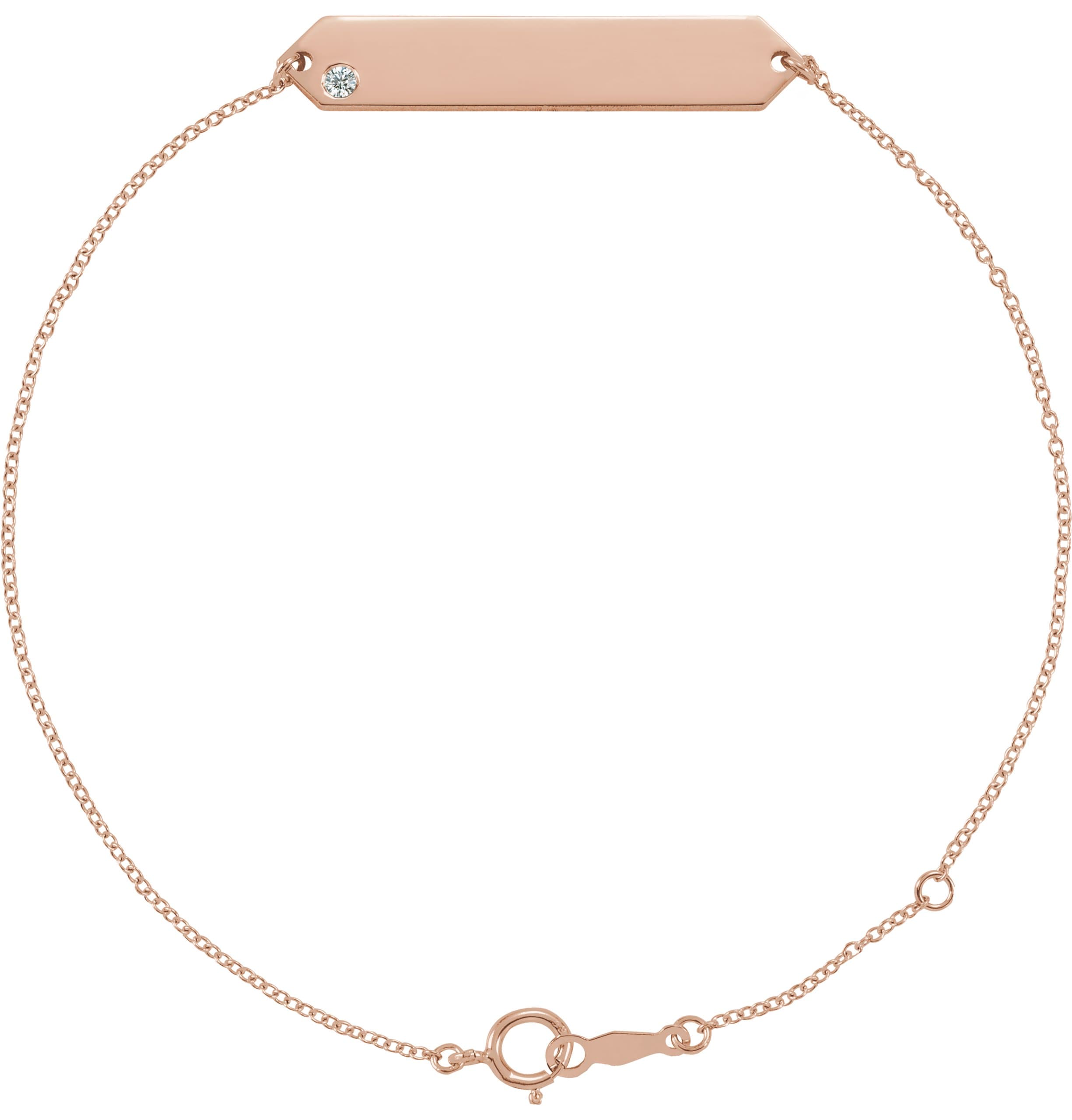 14K Rose Gold .03 CT Natural Diamond Geometric 7-8" Bracelet