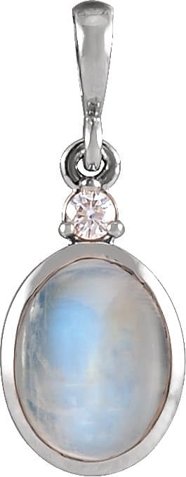 14K Rose 6x4 mm Natural Ethiopian Opal & .015 CT Natural Diamond Pendant