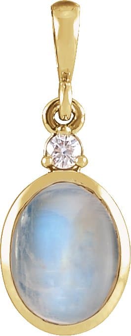 14K Rose 6x4 mm Natural Ethiopian Opal & .015 CT Natural Diamond Pendant