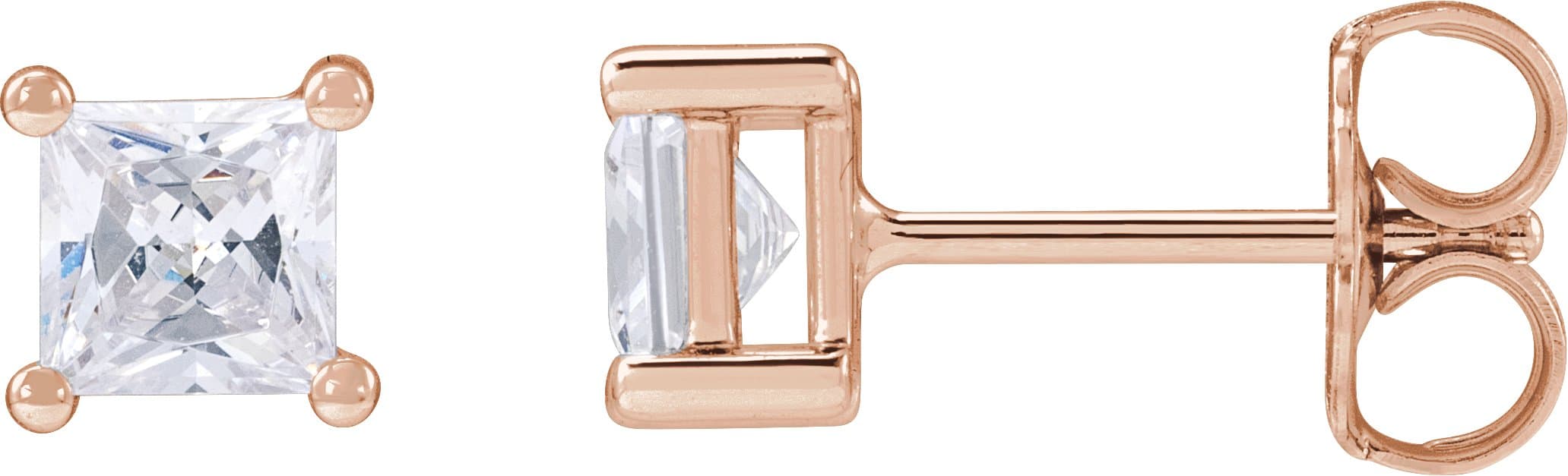14K Rose 2 mm Square 1/10 CTW Lab-Grown Diamond Earrings