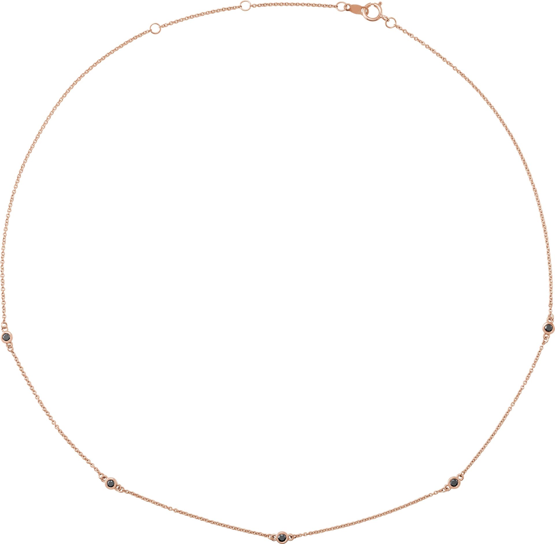14K Rose 1/4 CTW Natural Black Diamond 5-Station 16-18 Necklace