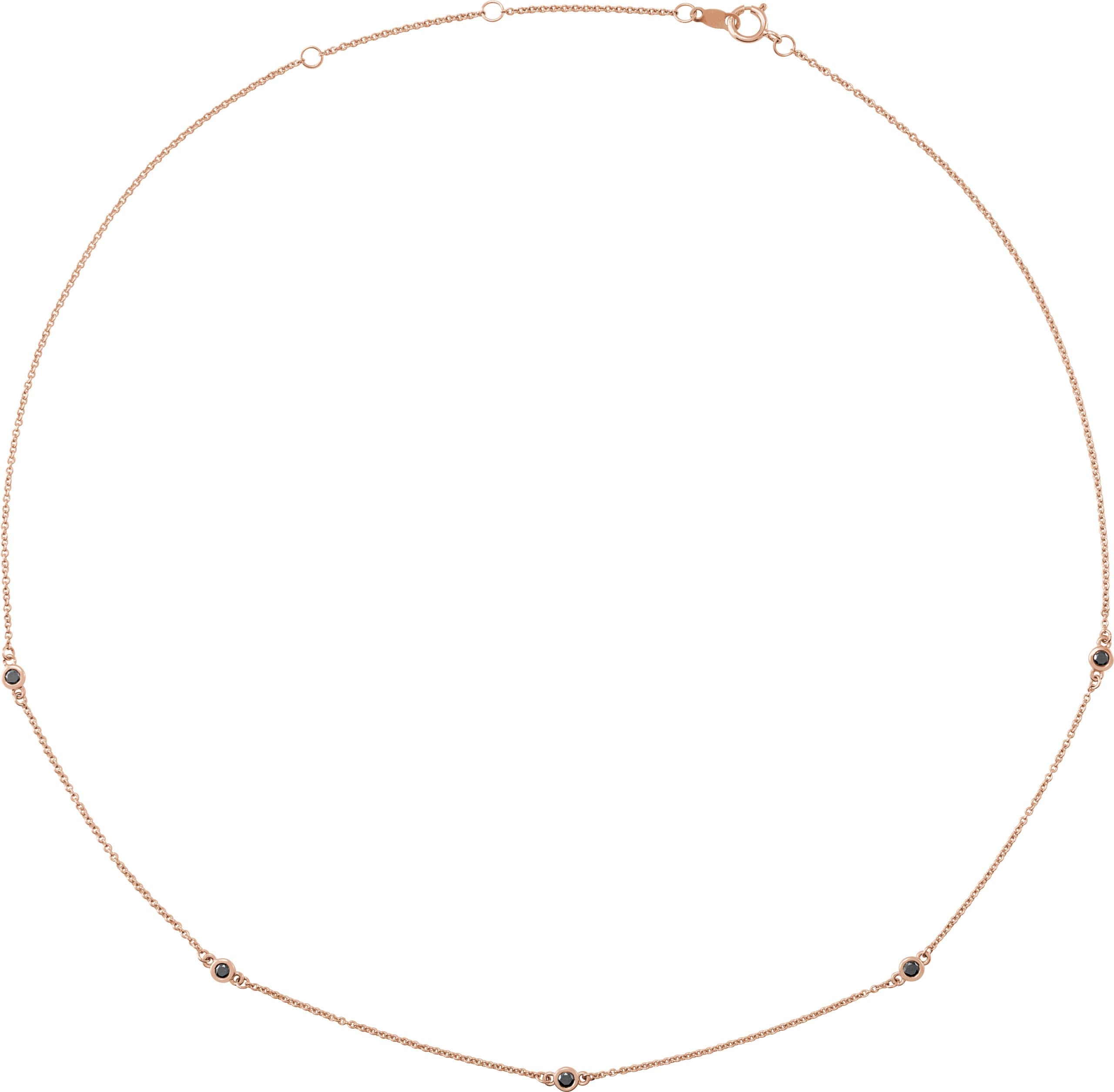14K Rose 1/4 CTW Natural Black Diamond 5-Station 16-18 Necklace