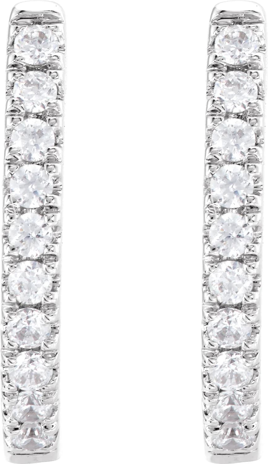 Accented U-Hoop Earrings, view 3