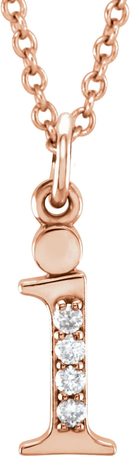 14K Rose .02 CTW Natural Diamond Lowercase Initial I 16 Necklace
