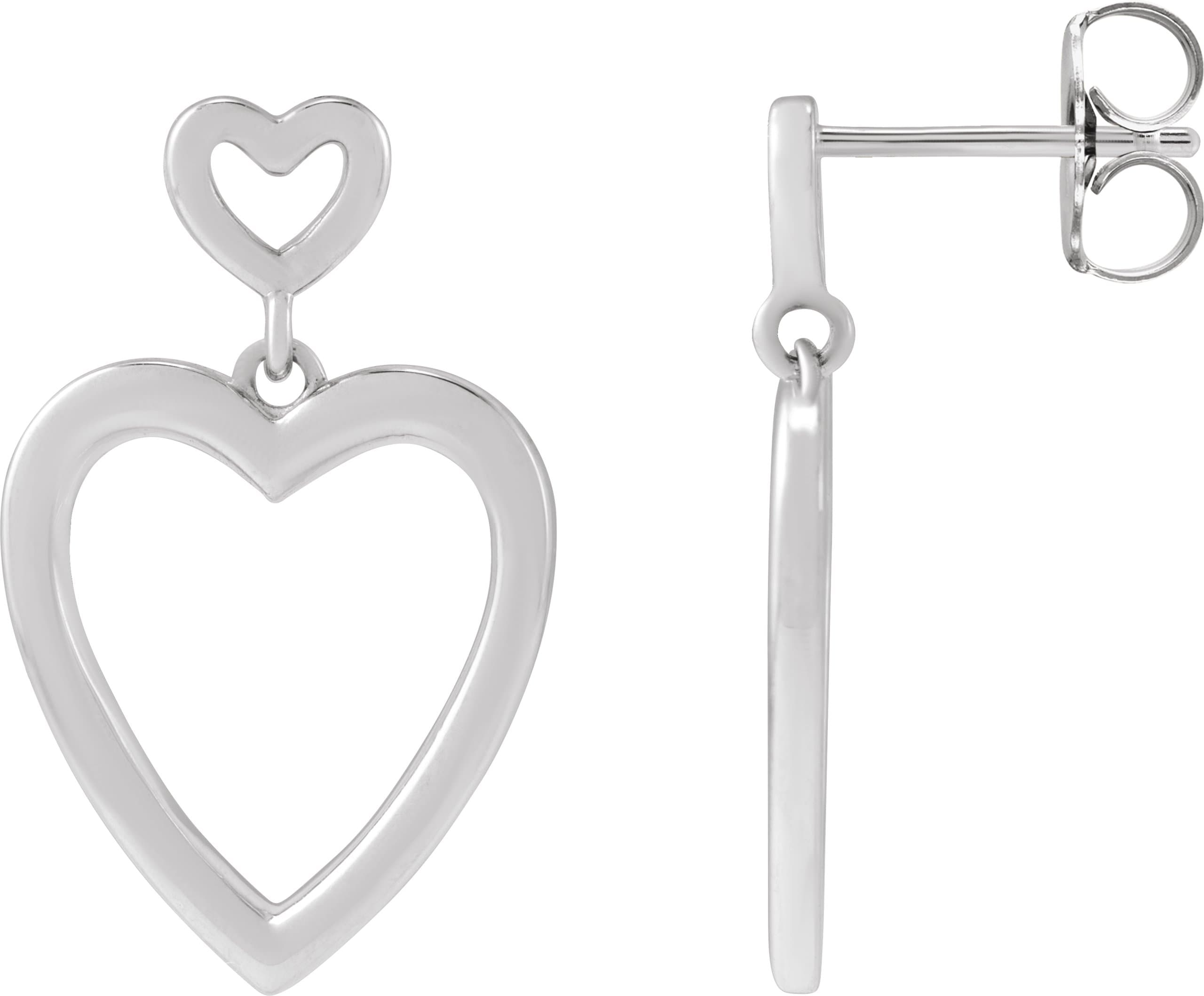 14K Rose Dangle Heart Earring