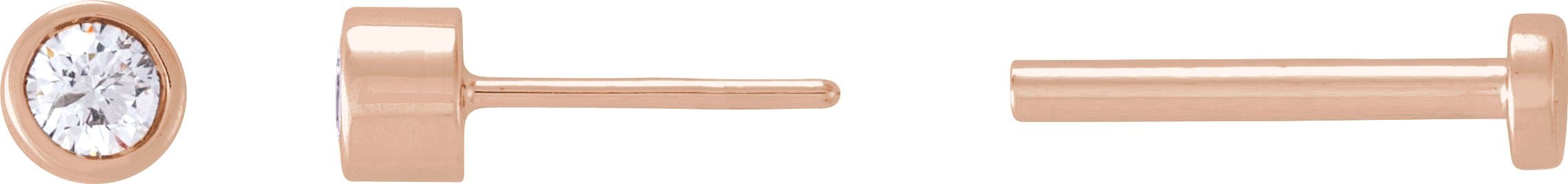 14K Rose .01 CT Natural Diamond Earring