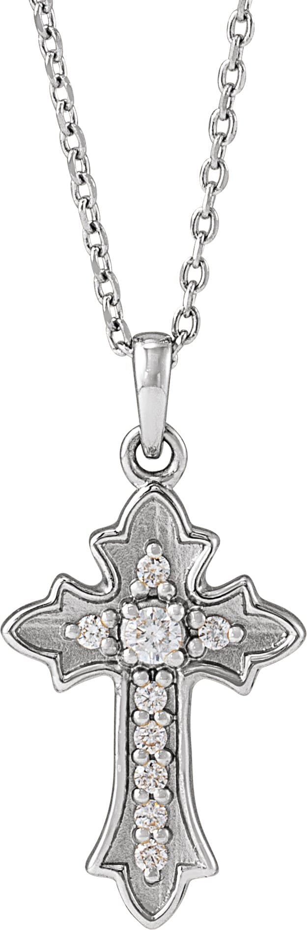 Platinum .08 CTW Natural Diamond Vintage-Inspired Cross 16-18 Necklace