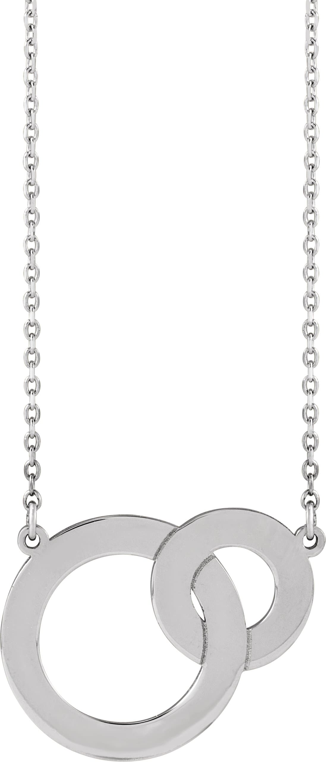 14K White Engravable Interlocking Circles 18 Necklace