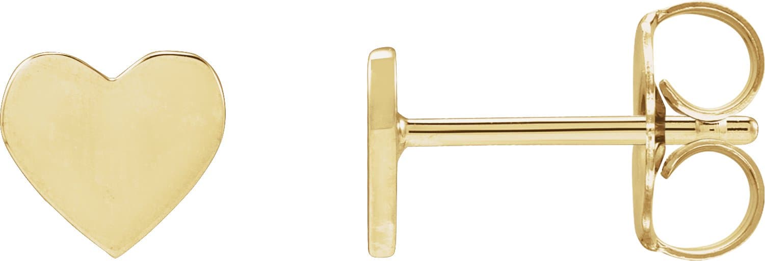 14K Rose 6 mm Engravable Heart Earring