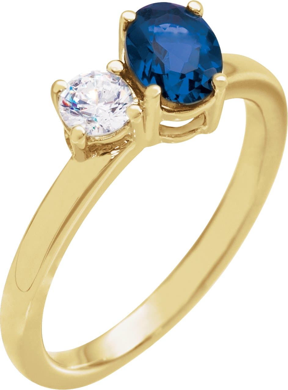 14K Rose Lab-Grown Blue Sapphire & 1/4  CTW Lab-Grown Diamond Ring