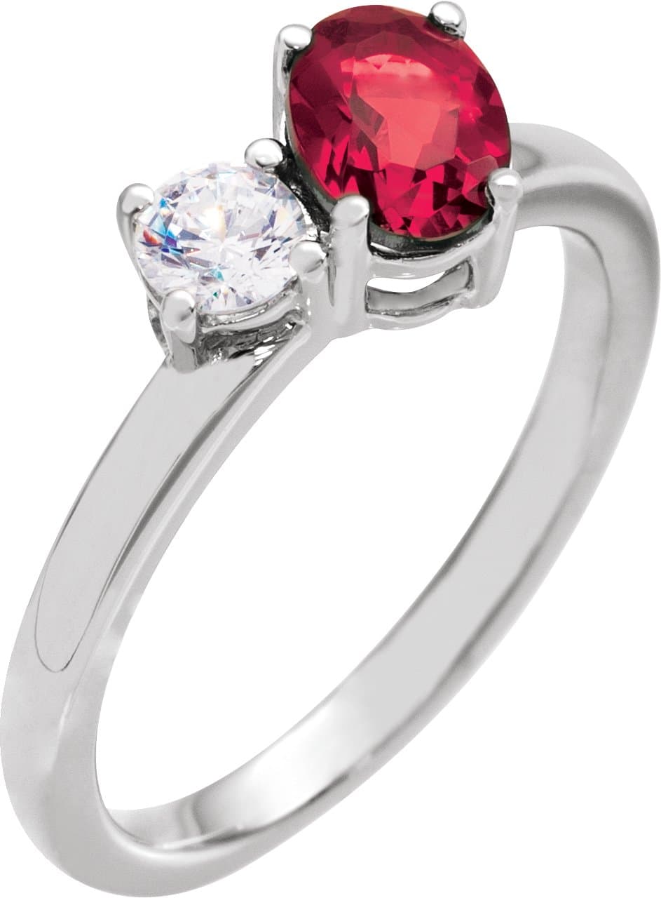 14K Rose Lab-Grown Blue Sapphire & 1/4  CTW Lab-Grown Diamond Ring