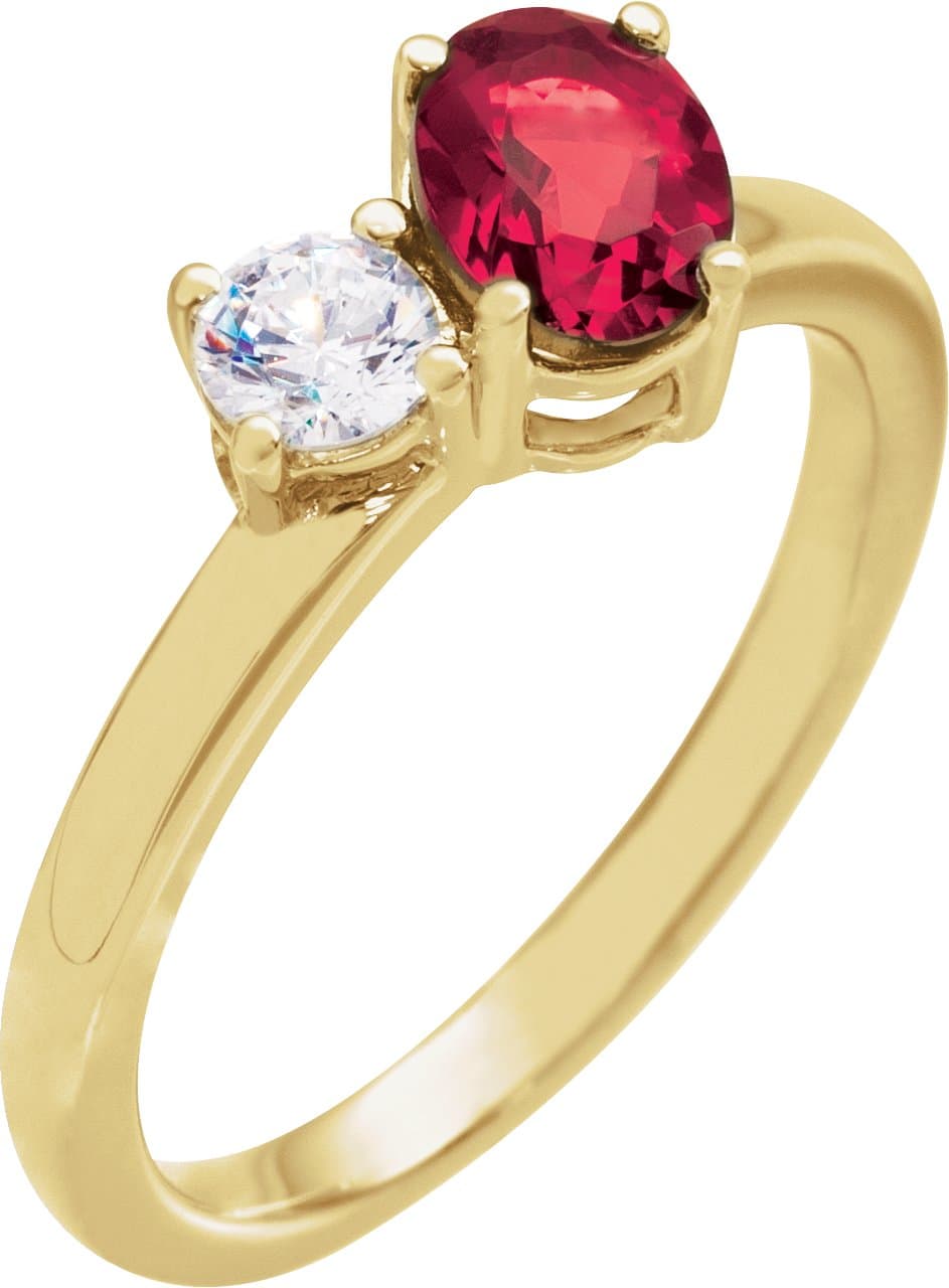 14K Rose Lab-Grown Blue Sapphire & 1/4  CTW Lab-Grown Diamond Ring