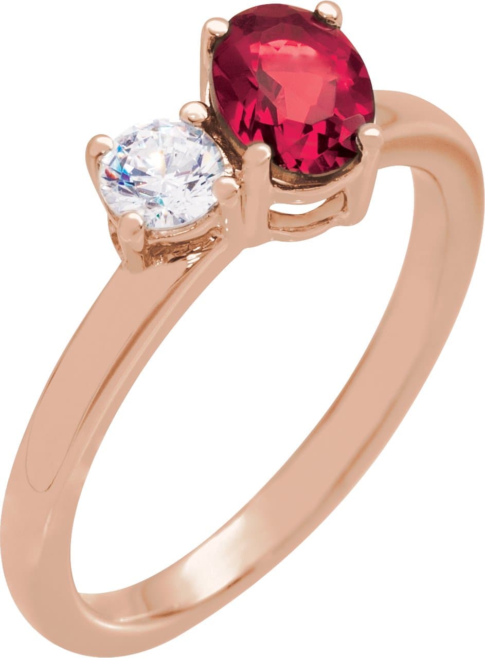 14K Rose Lab-Grown Blue Sapphire & 1/4  CTW Lab-Grown Diamond Ring