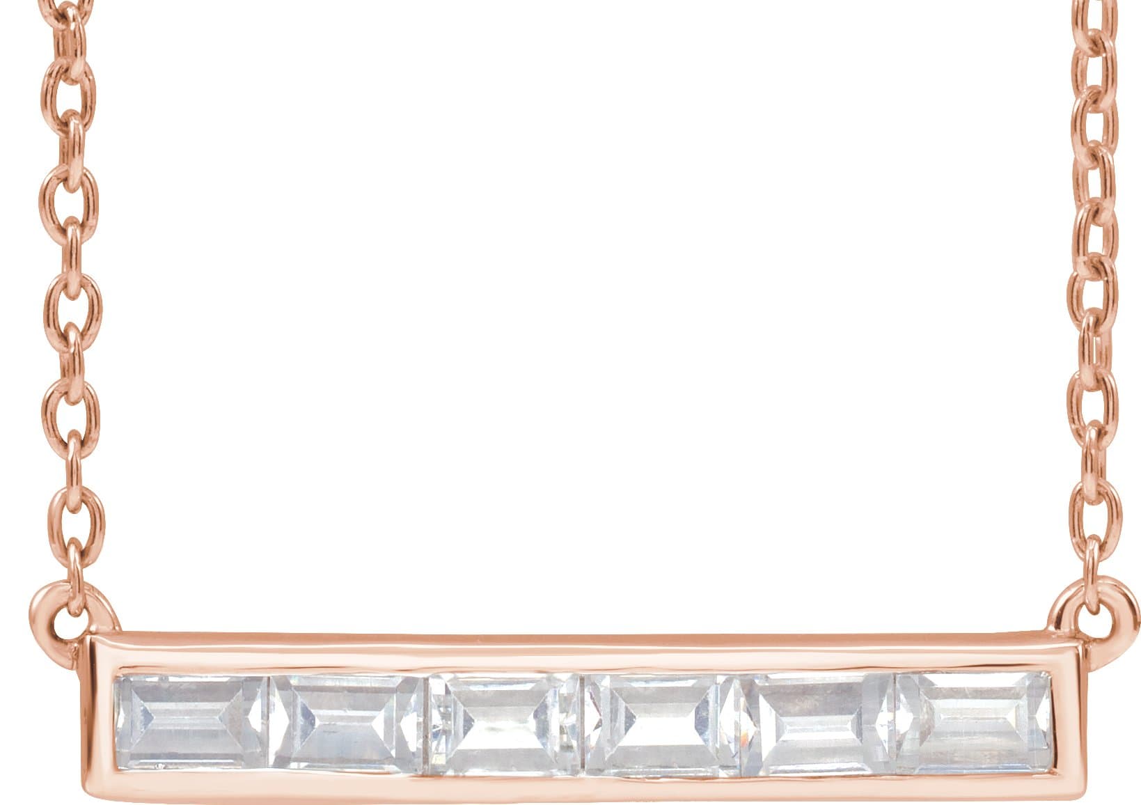 14K Rose 3/8 CTW Lab-Grown Diamond Bar 16-18 Necklace