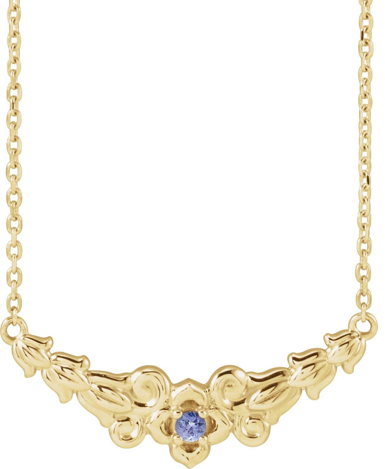 14K Rose Natural London Blue Topaz Floral 18 Necklace
