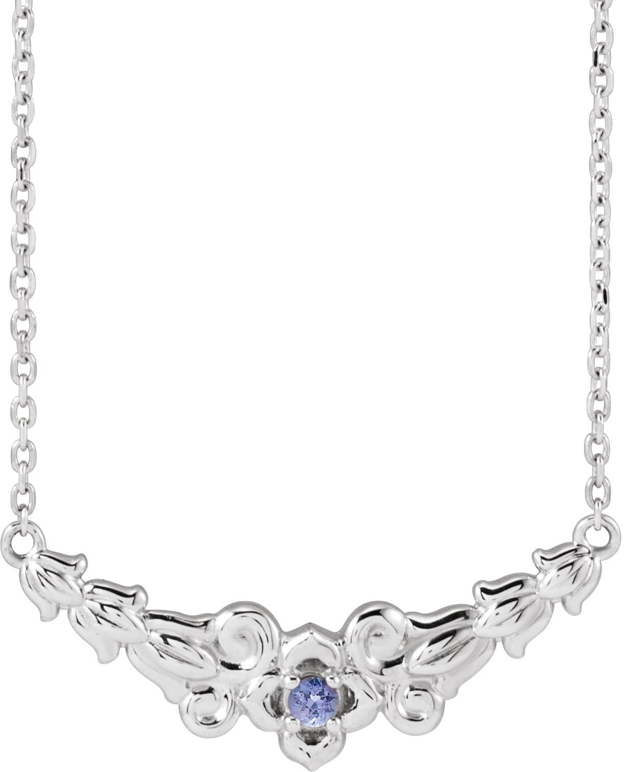 14K Rose Natural London Blue Topaz Floral 18 Necklace