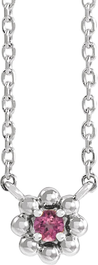 Sterling Silver .03 CTW Natural Diamond Beaded Youth 16" Necklace
