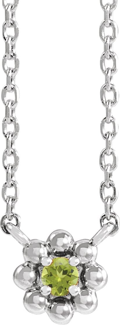 Sterling Silver .03 CTW Natural Diamond Beaded Youth 16" Necklace