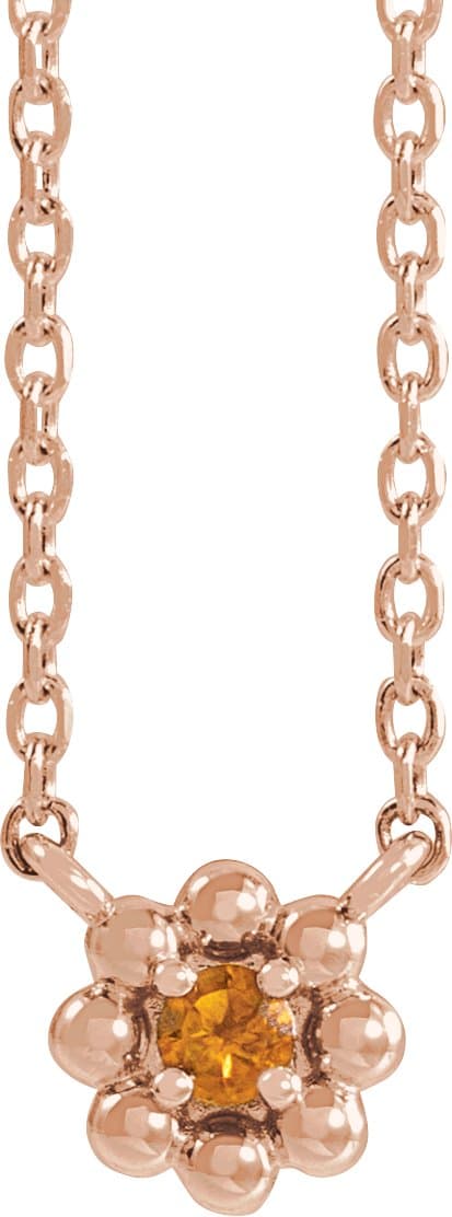 14K Rose Lab-Grown Alexandrite Beaded Youth 16 Necklace