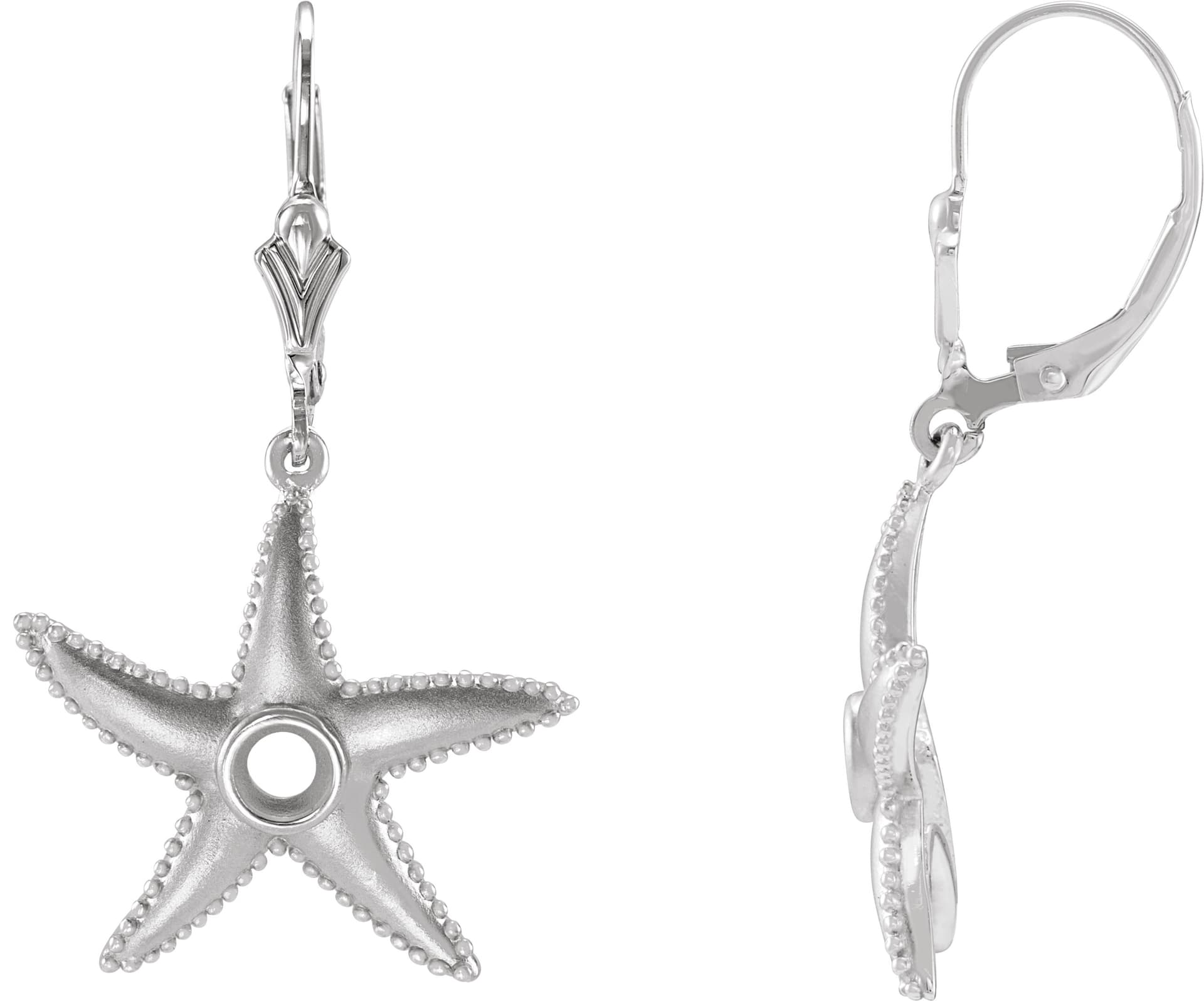 14K Yellow Gold Left Starfish Earring Mounting