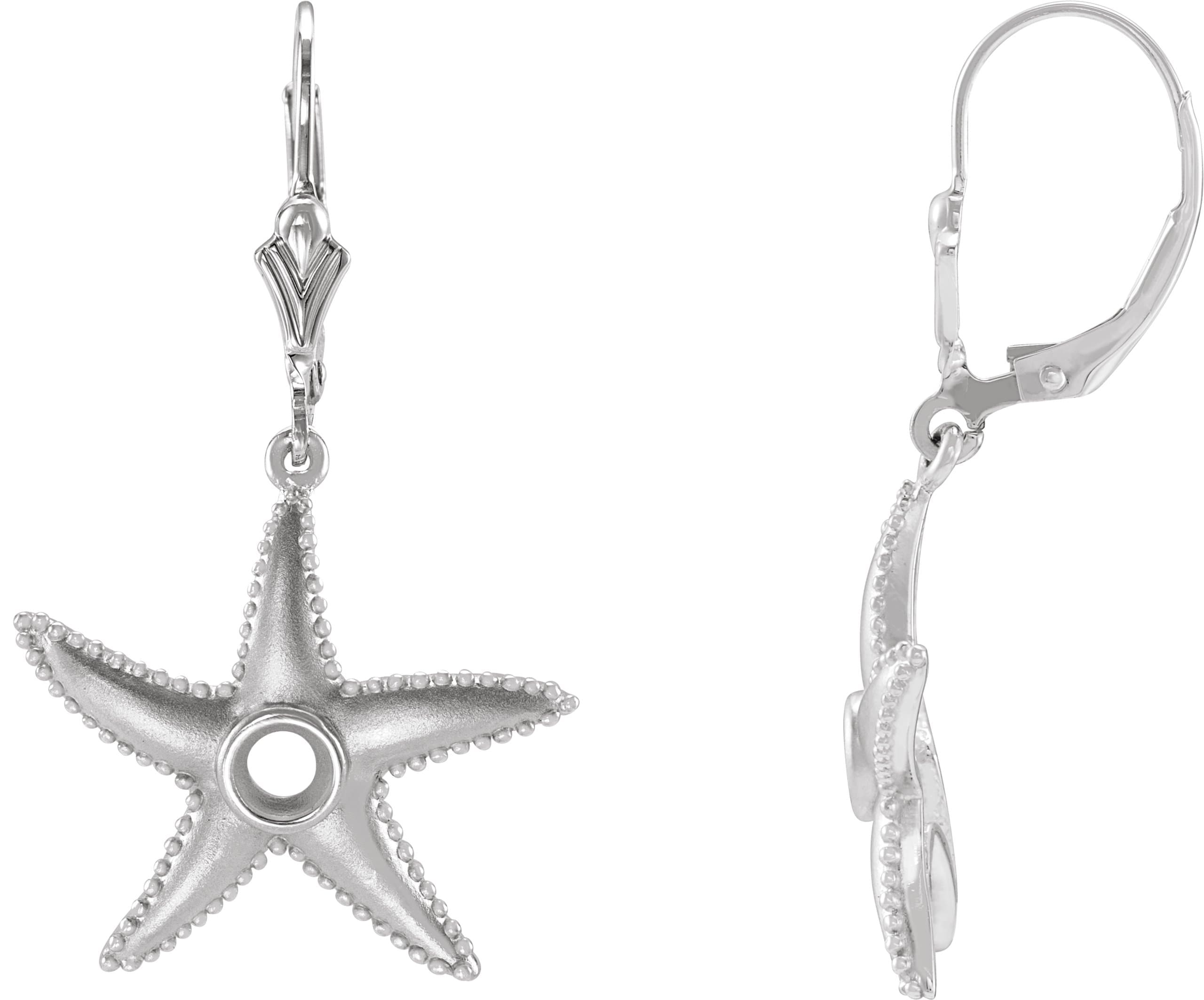 14K Yellow Gold Left Starfish Earring Mounting
