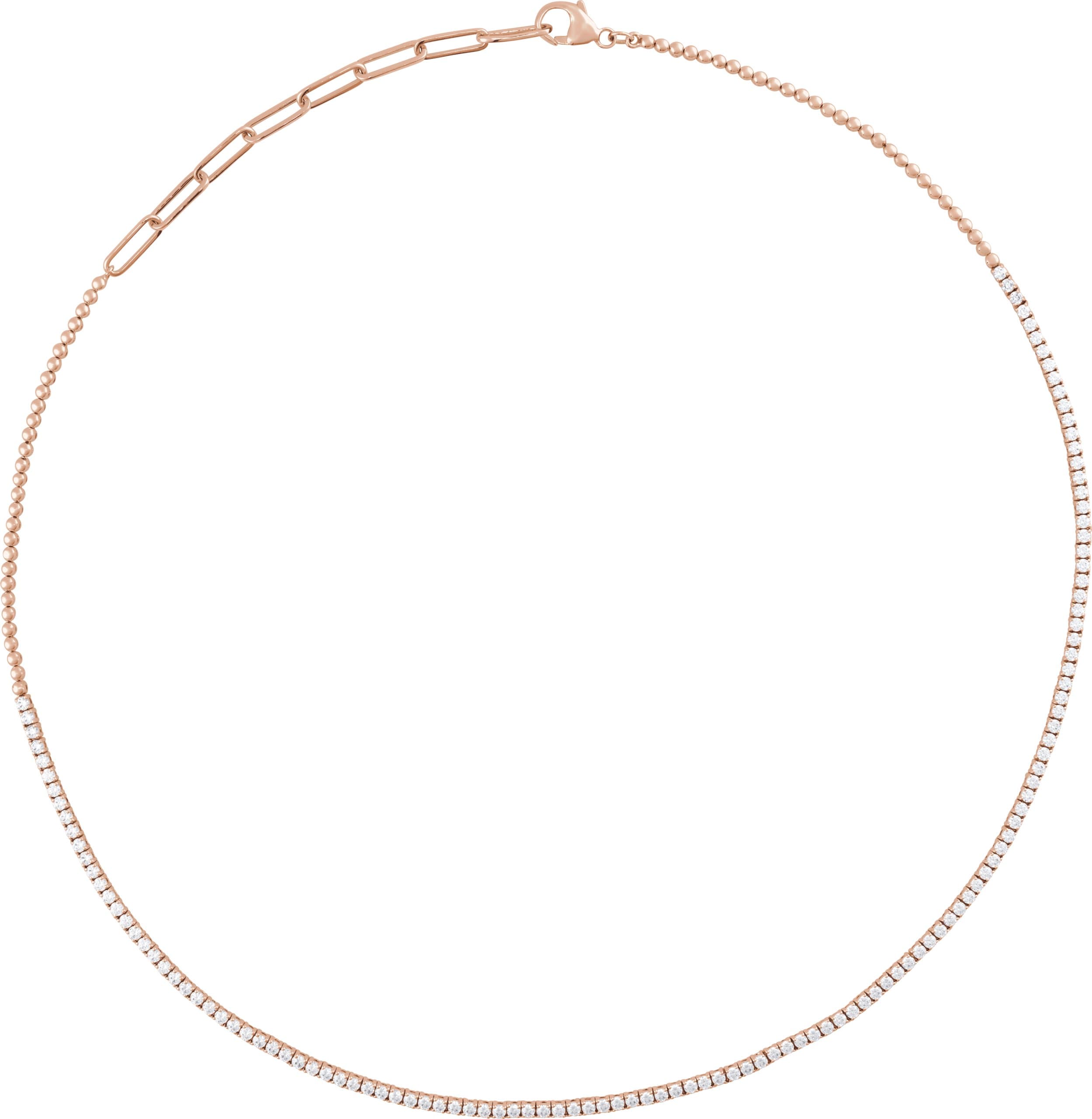 14K Rose 3 1/5 CTW Natural Diamond Adjustable 15-18 Necklace