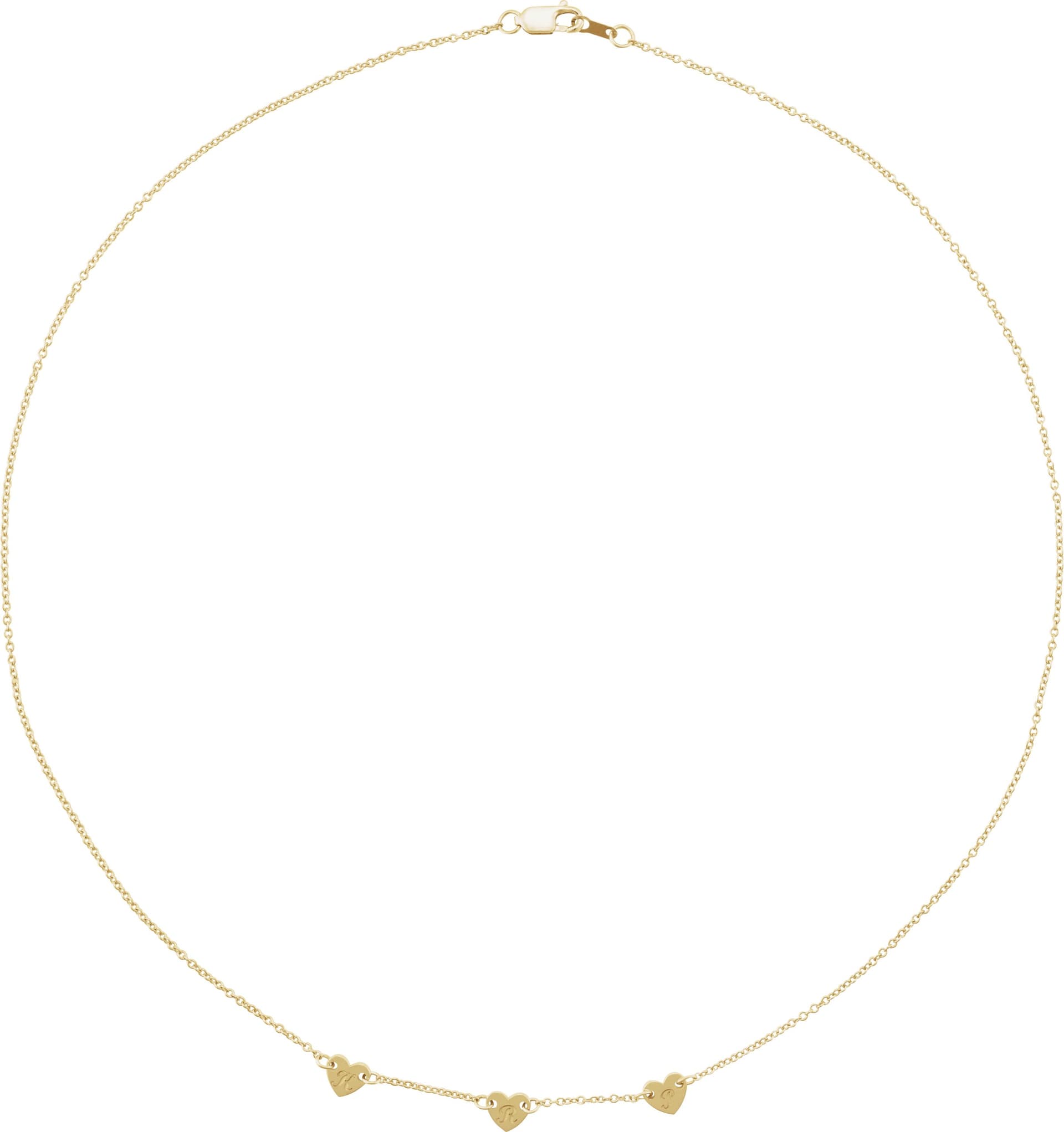 14K Rose 1-Heart Engravable Family 16 Necklace