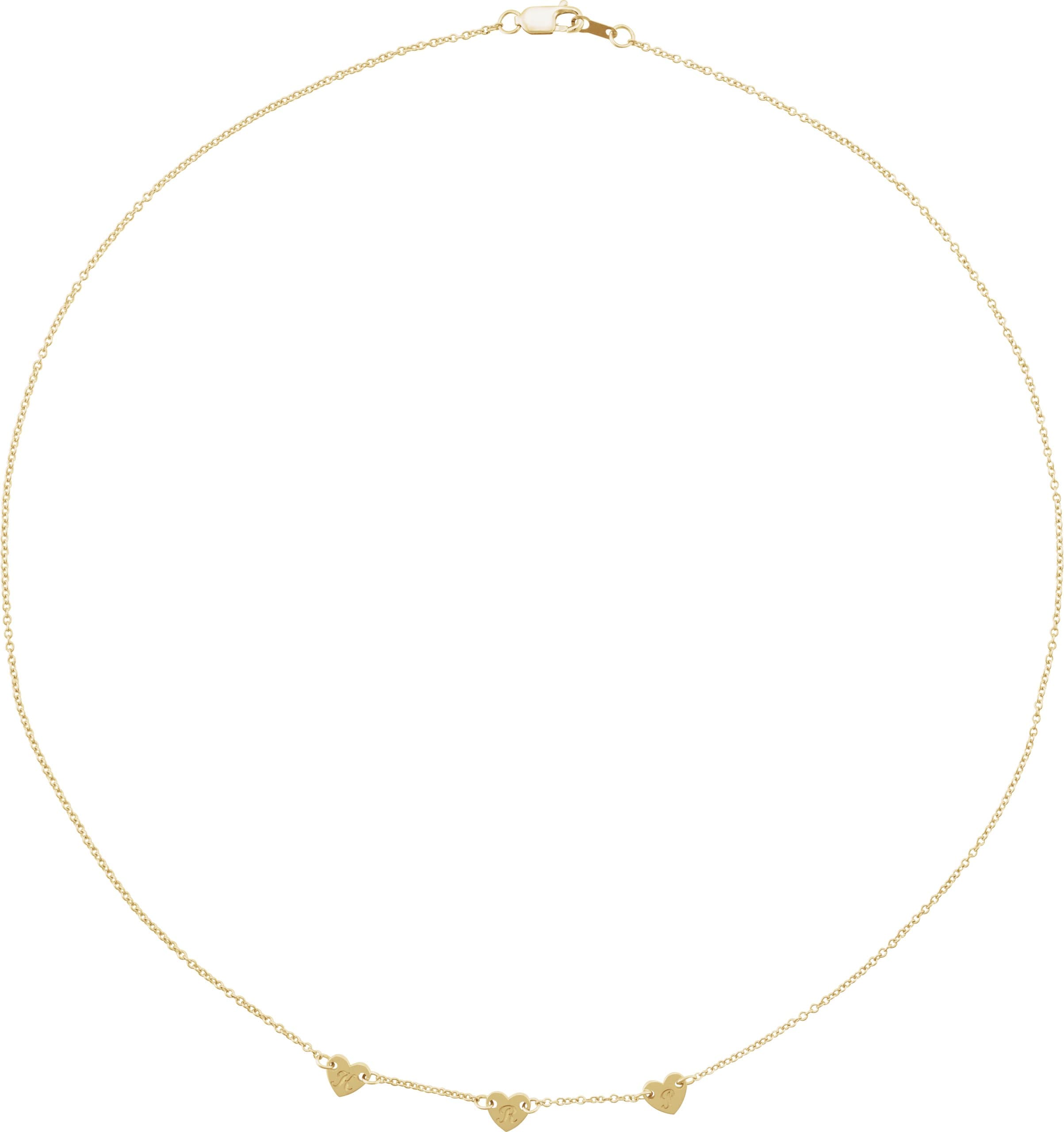 14K Rose 1-Heart Engravable Family 16 Necklace