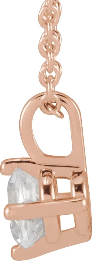 Natural Diamond Solitaire Necklace in 14K Rose Gold, view 3