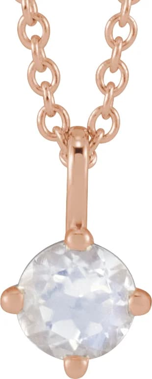 Natural Diamond Solitaire Necklace in 14K Rose Gold, view 2