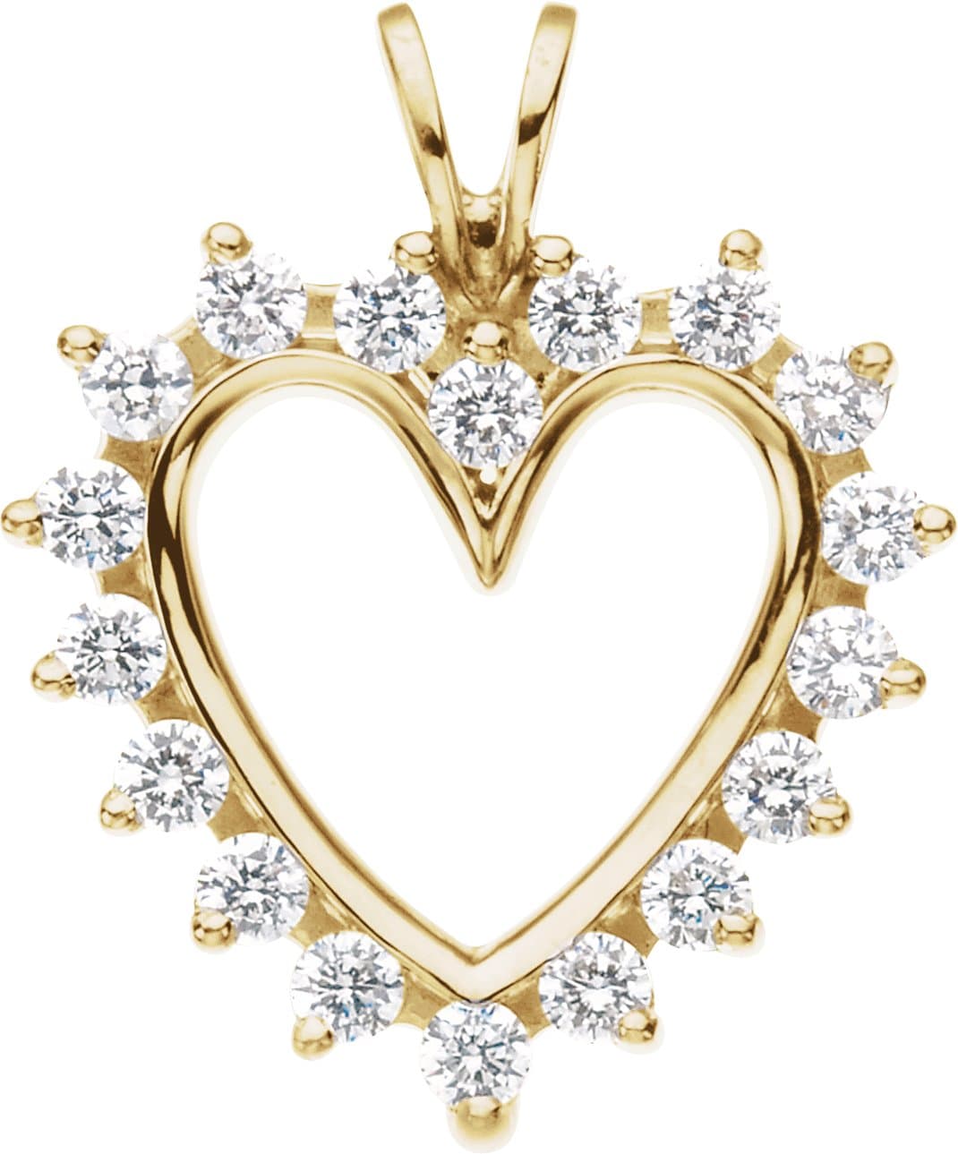 14K Yellow 9/10 CTW Natural Diamond Heart Pendant