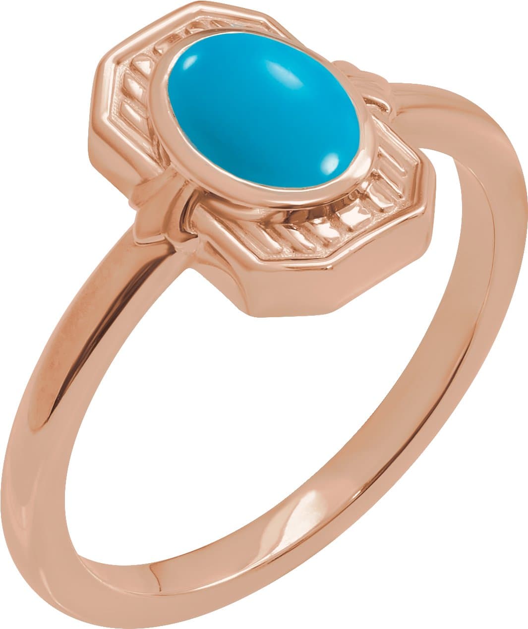 14K Rose Natural Chrysoprase Cabochon Ring