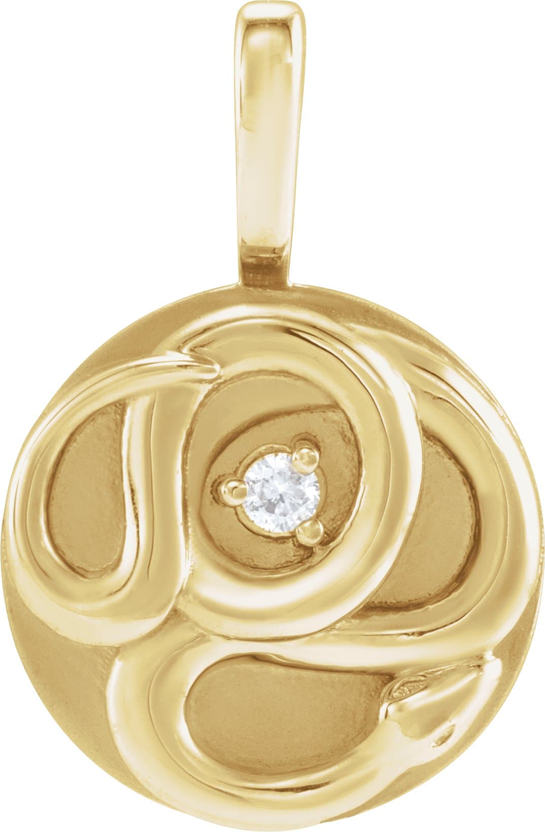 14K Yellow Gold .015 CT Natural Diamond Chinese Zodiac Snake Pendant