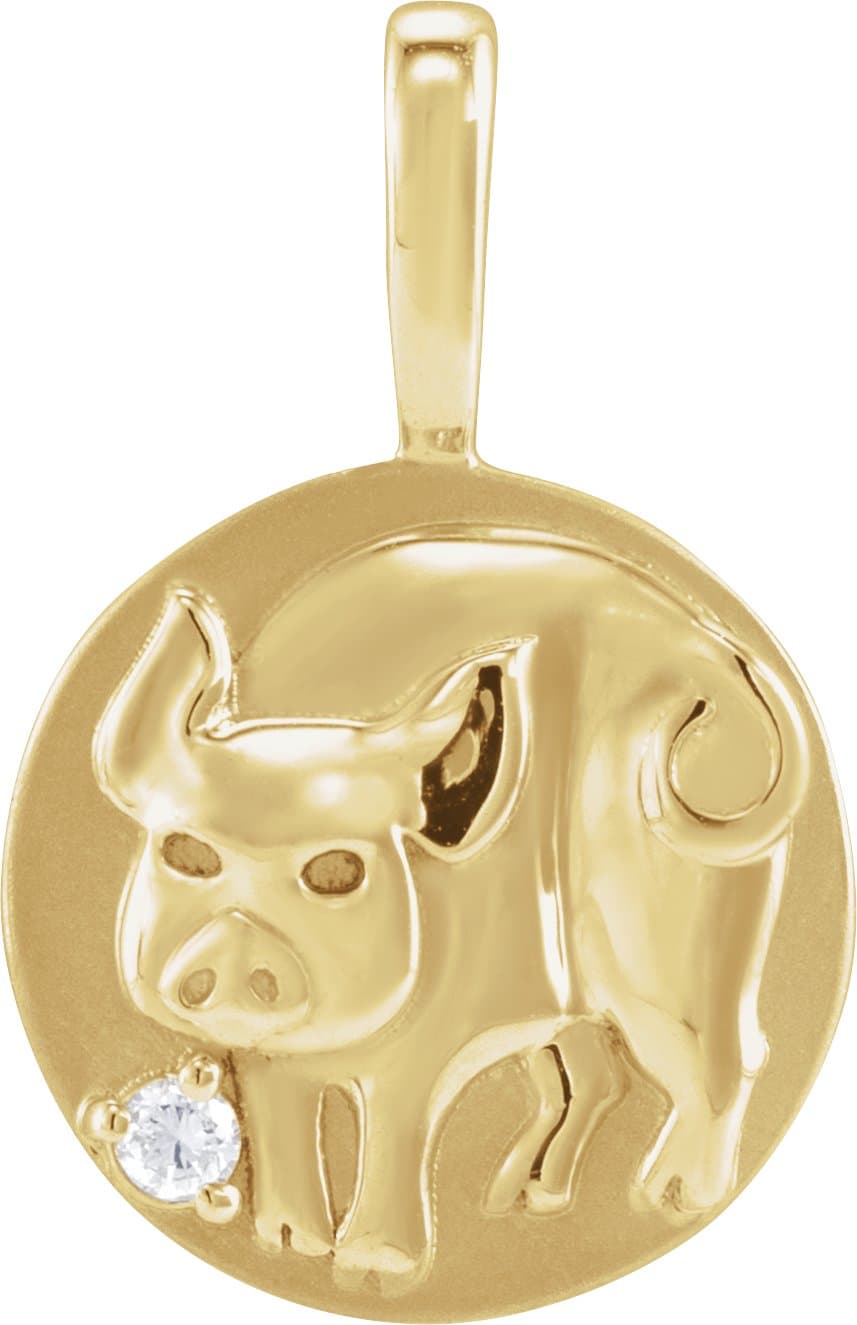 14K Rose .015 CT Natural Diamond Chinese Zodiac Dragon Pendant