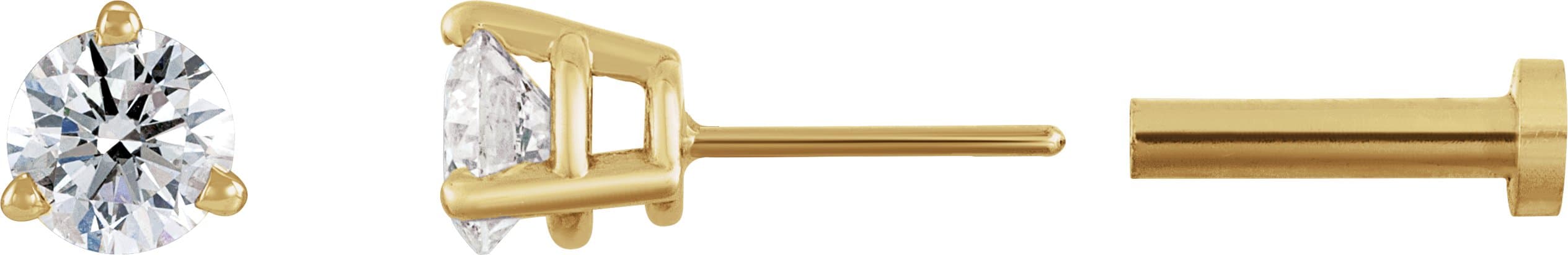 14K Rose .03 CT Natural Diamond Press Fit Back Stud Earring