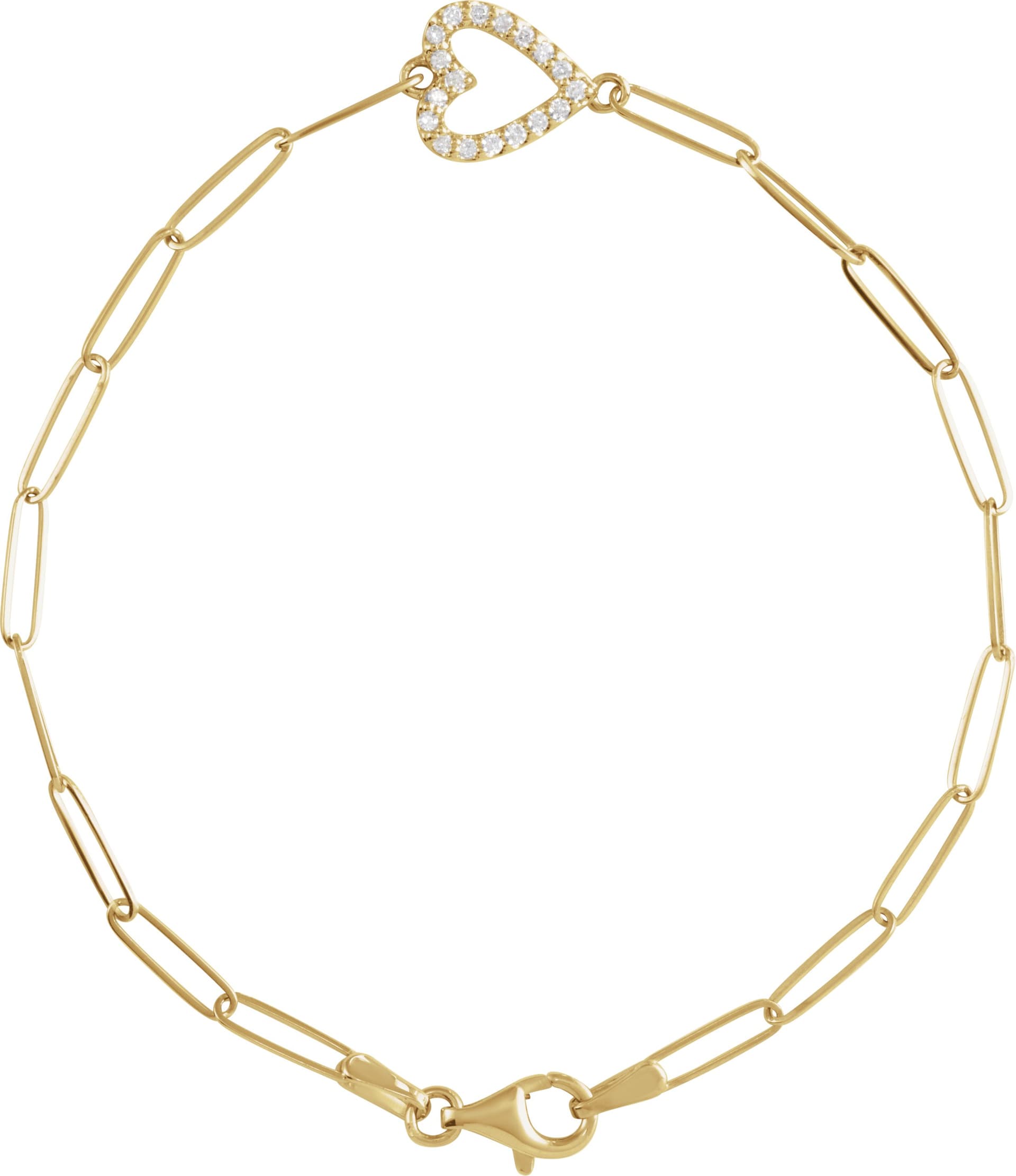 14K Rose 1/8 CTW Natural Diamond Heart 7" Bracelet