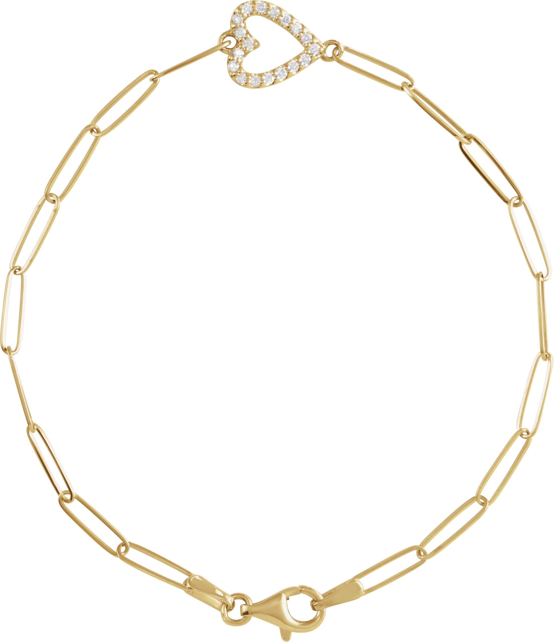 14K Rose 1/8 CTW Natural Diamond Heart 7" Bracelet