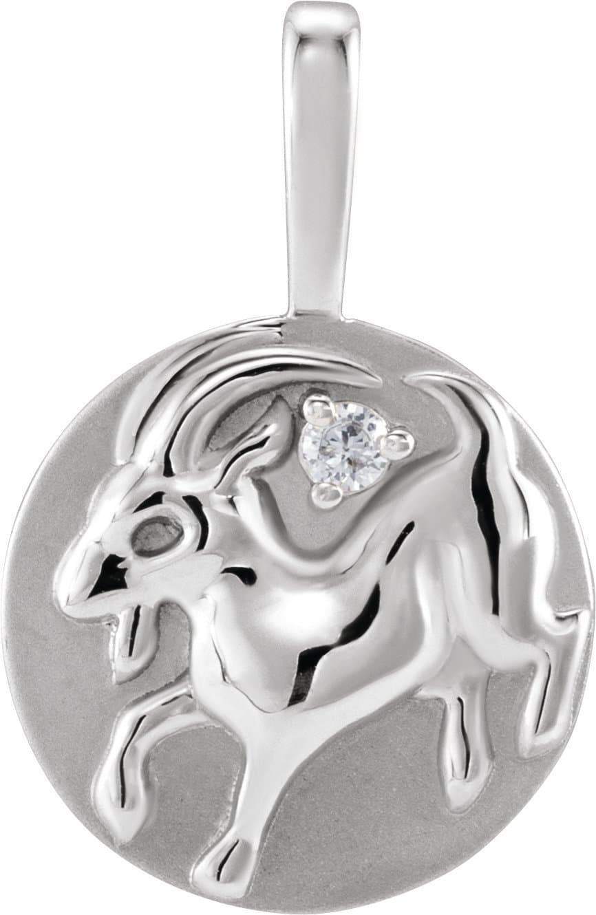 14K Rose Gold .015 CT Natural Diamond Chinese Zodiac Dog Pendant