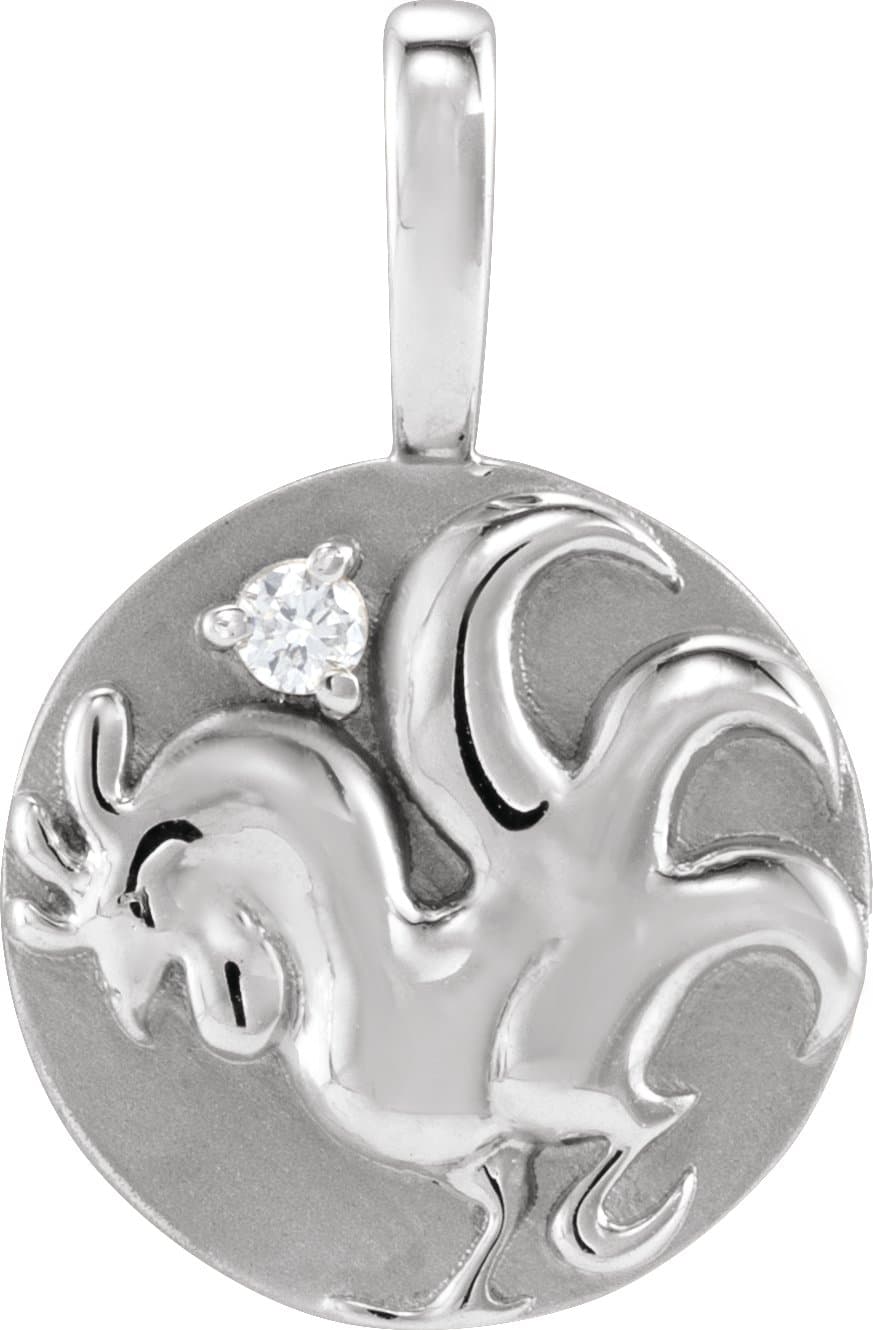 14K Rose .015 CT Natural Diamond Chinese Zodiac Dragon Pendant