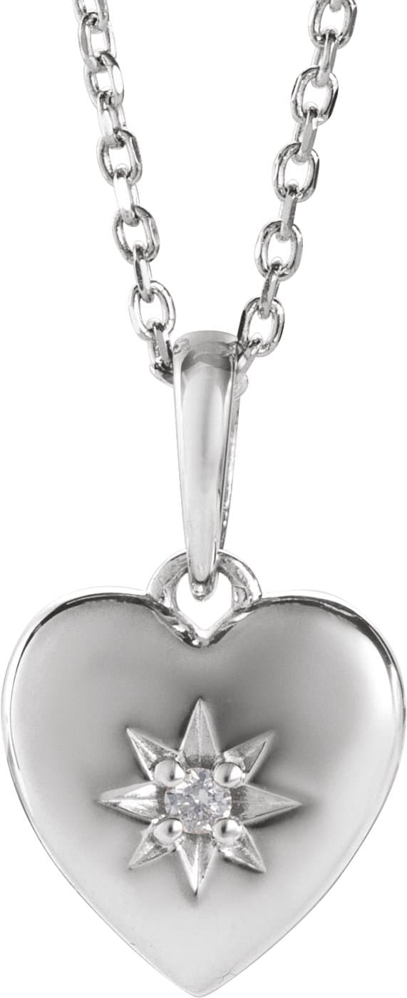 14K Rose .015 CT Natural Diamond Heart 16-18 Necklace