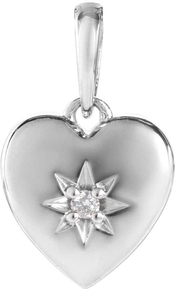 Platinum .015 CT Natural Diamond Heart Pendant