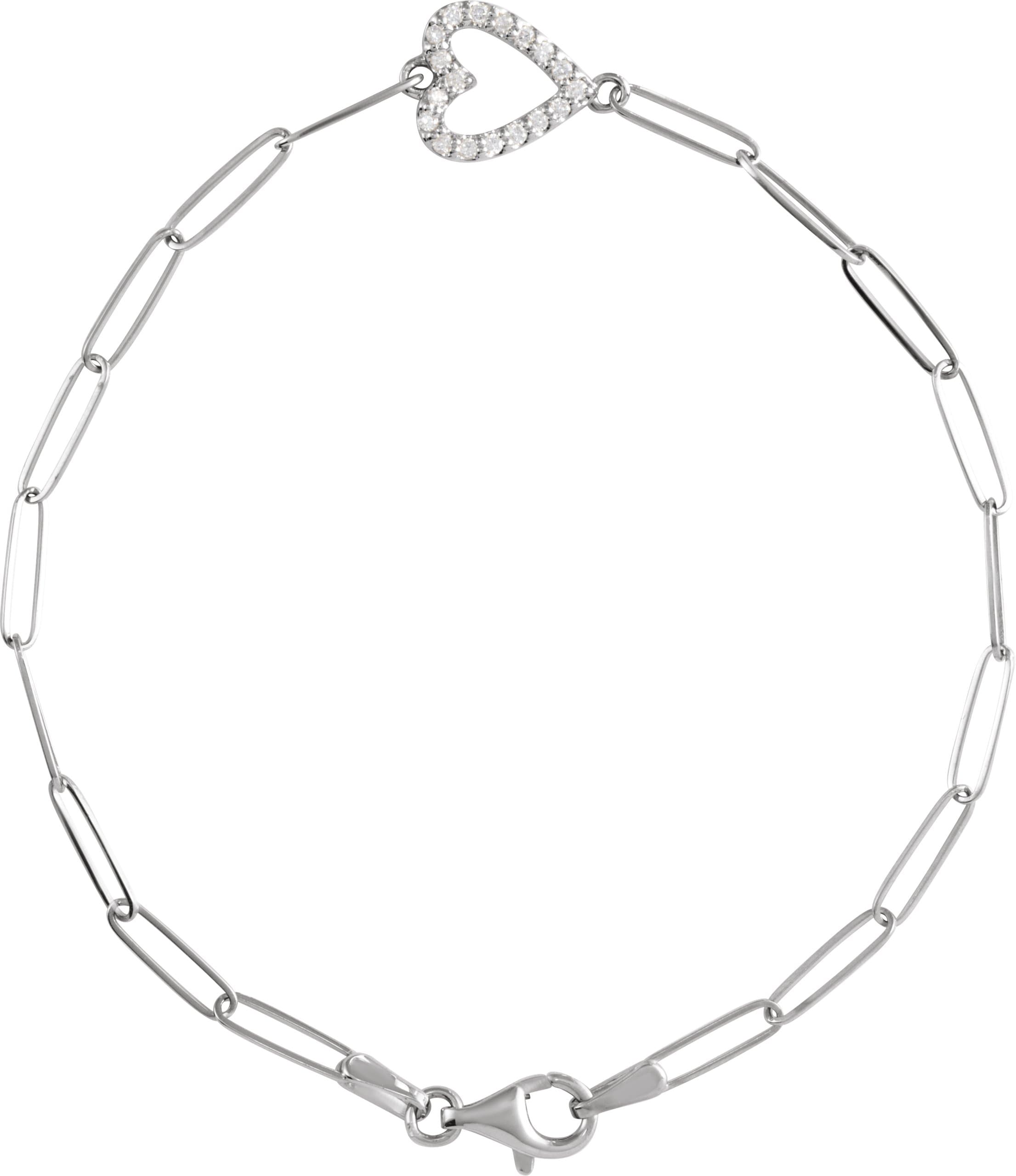 14K Rose 1/8 CTW Natural Diamond Heart 7" Bracelet