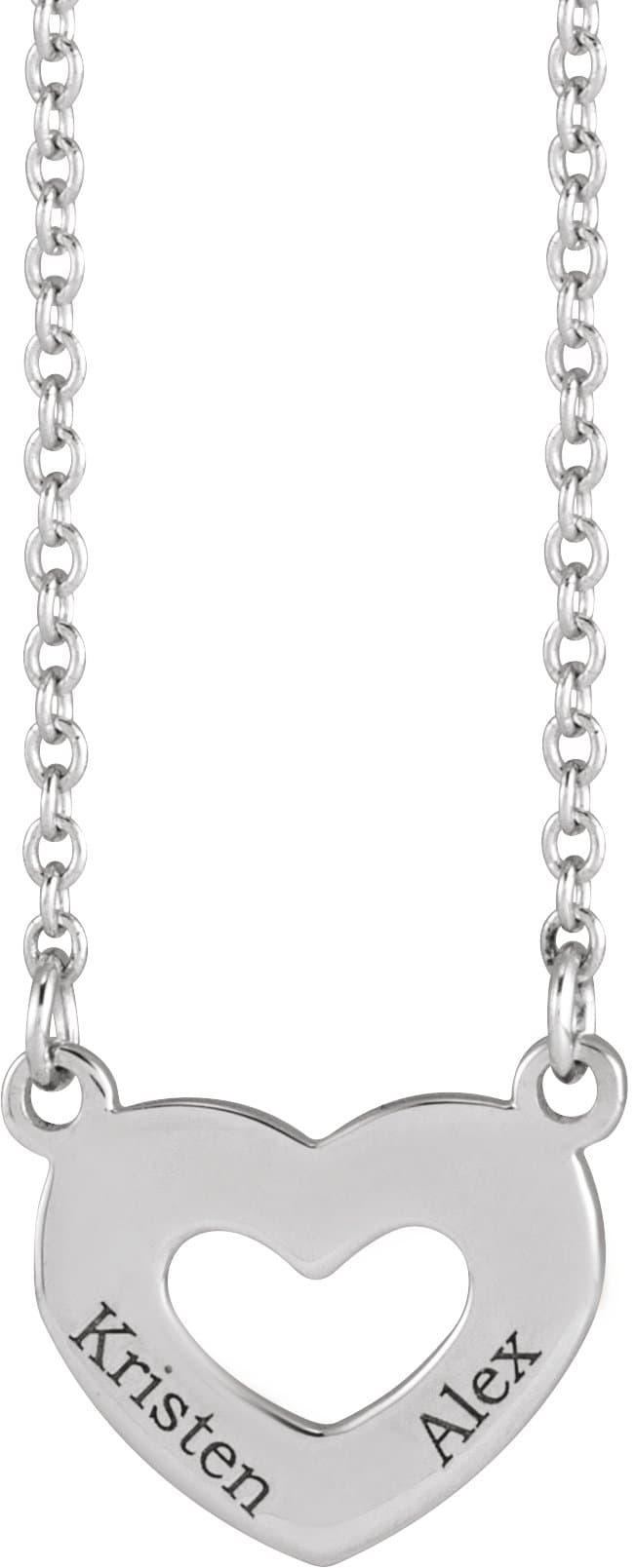 Engravable Family Heart Necklace or Center view 3
