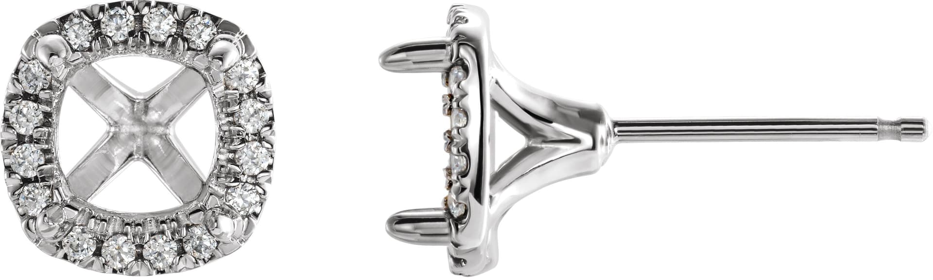 14K Rose 3.5x3.5 mm Square 1/10 CTW Lab-Grown Diamond Semi-Set Halo-Style Earrings