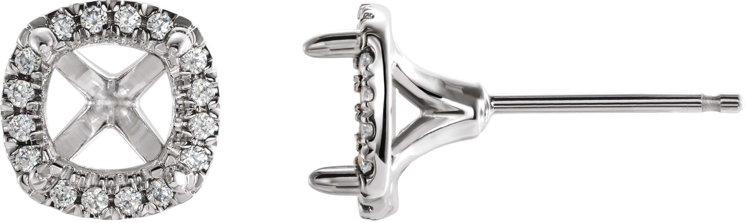 14K Rose 3.5x3.5 mm Square 1/10 CTW Lab-Grown Diamond Semi-Set Halo-Style Earrings