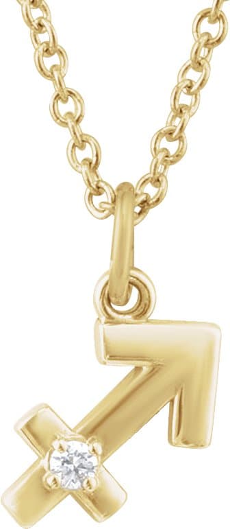 14K White .015 CT Natural Diamond Aquarius Zodiac 16-18 Necklace