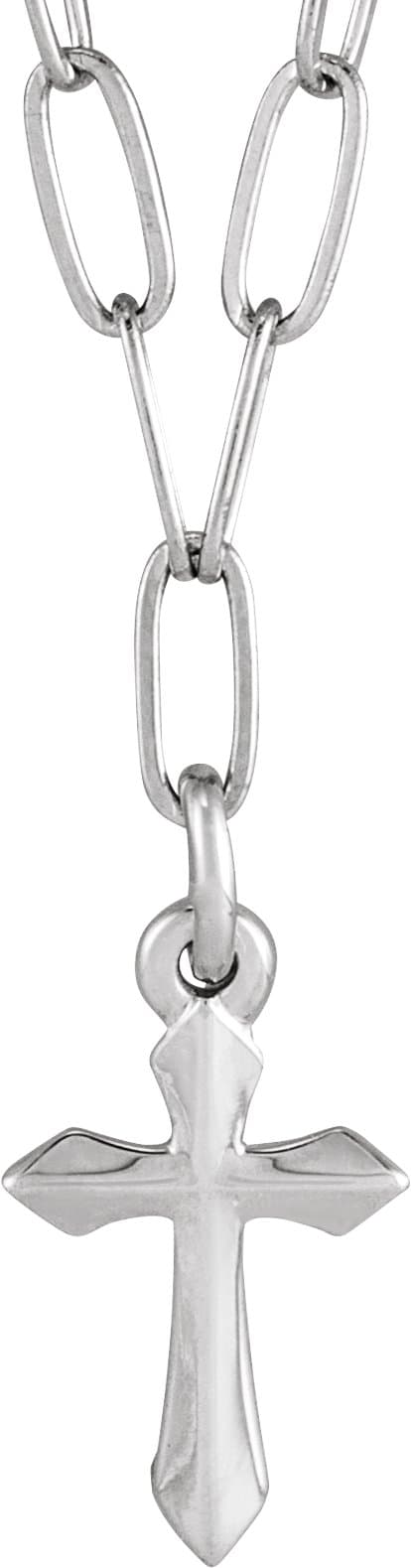 14K White Cross Link 18 Necklace