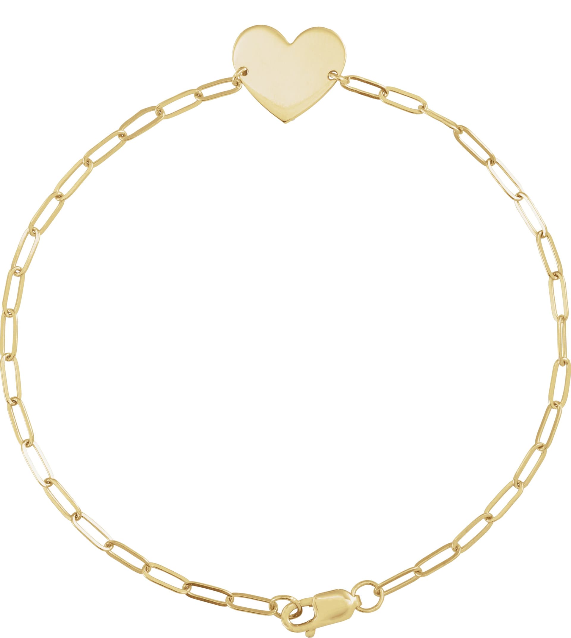 14K Rose Engravable Heart 7" Bracelet